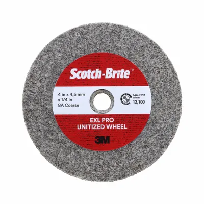 SCOTCH-BRITE XL-UW Unitized Wheel: 8 in Dia x 3/16 in W - Deburring Wheels for Carbon Steel & Soft Metals