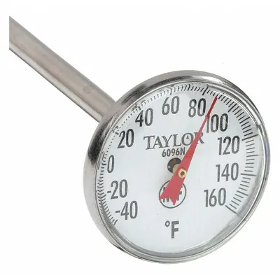 TAYLOR NSF-Rated Dial Pocket Thermometer, -40°F to 160°F, 5 in Stem, Fahrenheit - NSF-Rated Dial Pocket Thermometers