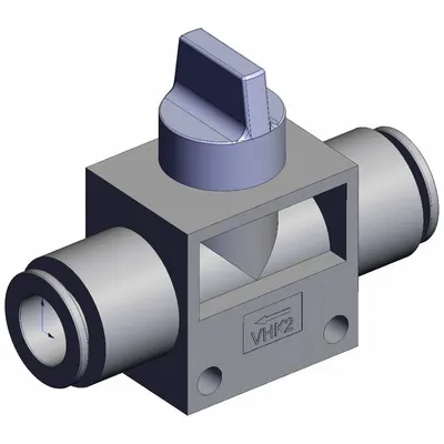 SMC Finger valve: VHK Series, Knob Actuator, 2 Ports, 10 mm, Side-Ported Body - VHK Series Manual Air Control Valves