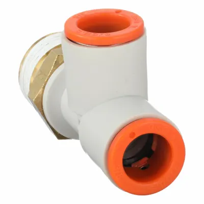 SMC KQ2Y11-36AS Push-Fit Tee Fitting, 3/8 in Pipe x 3/8 in OD x 3/8 in OD, White - Polybutylene & Brass Tube Fittings