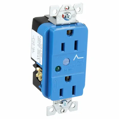 HUBBELL HBL5262SA Duplex Receptacle, 5-15, Blue, 125V AC, 15A, 2-Pole/3-Wire - General Purpose Receptacles