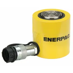 Single-acting hydraulic ram with 20-ton nominal capacity and 1-inch stroke, constructed from steel. Suitable for lifting, pressing, and positioning in industrial maintenance, construction, and manufacturing applications where compact high-force solutions are required.