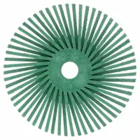SCOTCH-BRITE Radial Bristle Disc: Type A, 3 in Dia x 3/8 in Wd, 3/8 in Arbor, Ceramic, Green, 40 PK (MPN 61500139391)