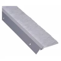 This metal leaf weatherstripping features an aluminum flange and a nylon brush insert. It measures 8 ft in length, 2 7/8 in width, and 2 in height. Designed to seal gaps around doors, it is commonly used on overhead or sliding doors in commercial and industrial settings to block drafts, dust, and insects