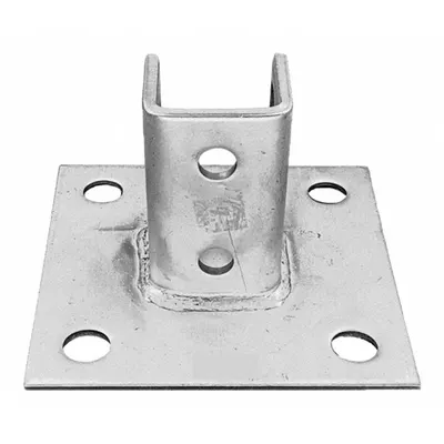VAST V6SQHDG Post Base for Single Channel, Hot Dipped Galvanized, 6 Holes - Post Bases for Single Channels