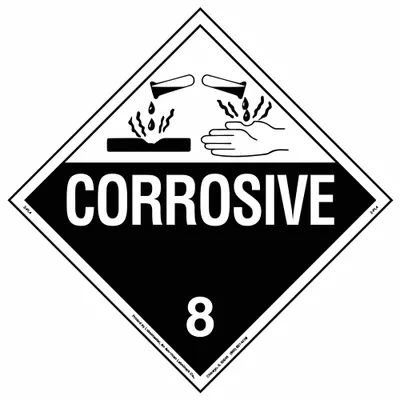 LABELMASTER Class 8 Corrosive Placard, 10 3/4 in x 10 3/4 in, 10 Pack - Class 8: Corrosive