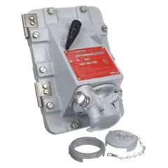 Three-phase mechanical interlock rated 600V AC, 30 A, with 4 poles and 3 wires. Designed for Class III hazardous locations where combustible fibers or flyings are present. Prevents circuit energization or de-energization under load to reduce arc-flash risk. Does not include reverse service.