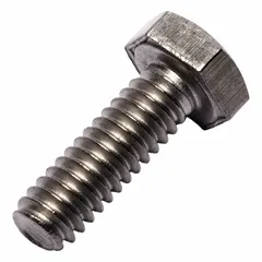 Grade 2 titanium hex head cap screw with plain finish, 1/4"-20 UNC thread, 3/4 inch length, fully threaded. Inch system, meets ASME B18.2.1 standards. Used for fastening in corrosive or weight-sensitive applications such as chemical processing and marine engineering.