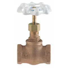 This lead-free bronze globe valve features a rising stem and Z-body design with female threaded connections. Suitable for general-service applications requiring flow regulation or shut-off in piping systems.