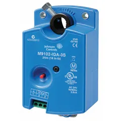 Non-spring return actuator for dampers, VAV boxes, and zone valves in building automation systems. Features floating point with timeout/on/off control, self-centering clamping shaft, and 90° stroke with CW/CCW rotation. Operates on 24V AC input with screw terminal electrical connection.
