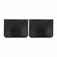 Black rubber mud flaps for rear wheel position on heavy-duty trucks. Each pair measures 18 inches in height, 24 inches in width, and 1/4 inch in thickness. Designed to reduce spray and debris from rear wheels, protecting other vehicles and equipment on the road