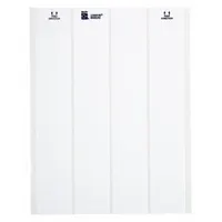 White polyester wraparound label measuring 1 in x 2 1/2 in, designed for wire gauges 20 AWG to 16 AWG. Supplied on precut sheets for permanent identification of wires and cables in industrial panel building, electrical maintenance, and OEM equipment labeling