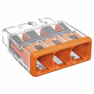 WAGO 2773-403/K000-0008 Push-In Connector, 3-Port, 20-12 AWG, 32 A, 600 V - Push-In Connectors