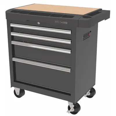 WESTWARD Rolling Tool Cabinet: Black / Black Drawer - Light-Duty Rolling Tool Workstations