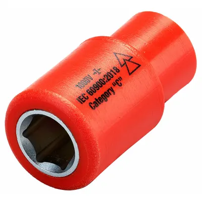 ITL Insulated Socket: 1/4 in Drive Size, 11 mm/7/16 in Socket Size, 1 5/8 in Overall Lg - 1/4" Drive Metric Insulated Hand Sockets