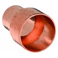 Wrot copper tube fitting coupling with cup x FTG configuration. Connects 1/2 in CTS to 1/4 in CTS copper tubing. Used in plumbing and HVAC systems for transitioning between different tube sizes via sweat soldering on the cup end and compression or flare fitting on the FTG end