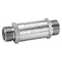 Steel check valve rated for 3000 psi and 100 gpm. Allows flow in one direction while preventing backflow. Features SAE O-Ring Face Seal connections with 1 7/16 in port size. Suitable for hydraulic systems in industrial machinery and mobile equipment.