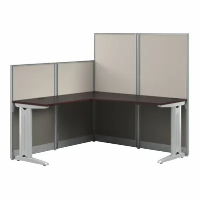 BUSH BUSINESS FURNITURE Office Cubicle with Privacy Panels, Cherry, 64 in Wd - Office Cubicles with Privacy Panels