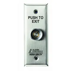 The ALARM CONTROLS TS-15 is a push-to-exit button with an integrated exit delay timer. It measures 3 3/4 inches in height and is available in Gray. This device is used in commercial and industrial facilities to provide a timed delay for door egress, allowing controlled exit activation while maintaining security protocols.