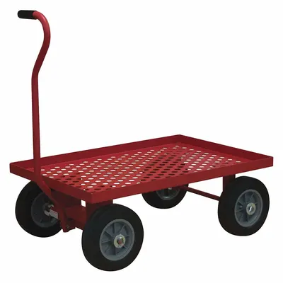 OEM Flow-Through Lipped Metal Deck Truck, T-Shaped, Red, 36x24x11-1/8 in Deck - Flow-Through Lipped Metal Deck Trucks