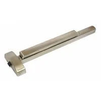 This PRECISION rim push bar is a stainless steel exit device with a touchbar style and grip outside trim. It is ADA compliant and designed for use on doors up to 48 inches wide in commercial egress applications
