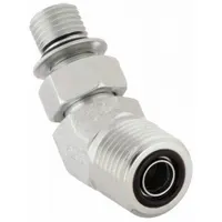 Hydraulic Hose Adapter: 3/8 in x 1/4 in Fitting Size, Male x Male, ORS x ORB, Rigid, 45° Elbow (MPN FF2068T0604S)