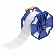 Acrylic permanent adhesive label roll with inkjet print-receptive material. Contains 850 labels per roll, sized 1 1/4 in x 2 3/4 in. Compatible with J7300 printer series. Used for on-demand printing of identification labels in industrial settings.