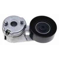 Self-adjusting belt tensioner with a single thermoplastic pulley, rated for light-duty performance. Maintains proper tension in serpentine or accessory drive belts, reducing slippage and wear. Suitable for belt-driven components such as alternators and water pumps on light-duty vehicles and equipment