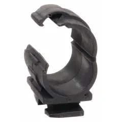 This C-clip strut clamp is designed for securing 1 1/4 in copper tube with a maximum outer diameter of 1 3/8 in. Made of polyamide with a high-temperature rating, it is suitable for use in industrial piping systems where reliable support is required for tube routing in electrical, HVAC, and mechanical installations.