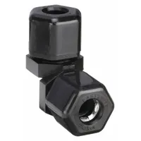 This PARKER polypropylene compression tube fitting elbow connects two 1/2 in OD tubes in a 90-degree turn. It features compression x compression ends and is FDA approved for use in applications requiring food-grade compliance