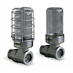 Closed constant-level oiler with glass reservoir and 1" NPT mounting thread. Maintains consistent oil level in bearing housings, gearboxes, and pumps, automatically replenishing oil to prevent dry starts and over-lubrication.