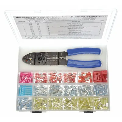 OEM Wire Terminal Kit: 271 Pieces, 22 AWG – 10 AWG Wire Sizes - Mixed Wire Connector & Terminal Sets