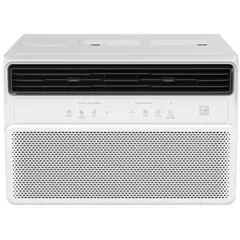 Residential-grade cooling-only window air conditioner with 25,000 BtuH capacity, suitable for large rooms or open-plan areas. Operates on 208/230V AC with a NEMA 6-20P plug. CEER rating of 13.3. Includes remote control for convenient operation.