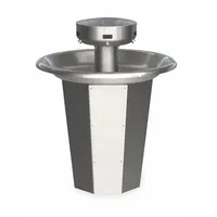 BRADLEY Wash Fountain: Silver, Stainless Steel, Circular, 36 in Overall Wd, Central Rising Drain (MPN S93-637)