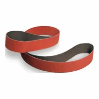 Ceramic abrasive sanding belt with YF weight cloth backing for cool-cutting action on metals. Used in industrial grinding and finishing applications such as deburring, weld removal, and surface blending on steel, stainless steel, and alloys. 36 grit, 6 in width, 90 in length, 20 belts per pack