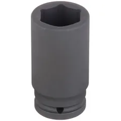 This 3/4" drive impact socket is designed for heavy-duty fastening tasks on SAE 1-1/8 in hex fasteners. The 6-point, deep configuration provides secure engagement on bolt heads, while the black phosphate finish offers corrosion resistance. Suitable for use with impact wrenches in automotive repair, industrial maintenance, and construction applications.
