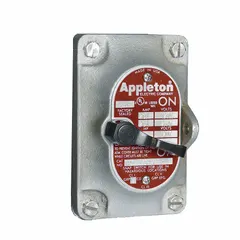 Replacement front cover with switch for tumbler switches, part of the EDS series. Features a front operator, 3-way, 30A switch. Designed for use with industrial enclosures in control applications.