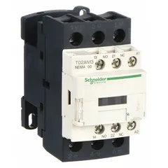 Non-reversing NEMA magnetic contactor, Size 00, rated 9 A at 120V AC. Three-pole configuration for switching motor loads and other inductive loads in industrial control panels, HVAC systems, and pumping stations.