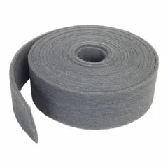 This non-woven roll is made with silicon carbide abrasive in a very fine grade, providing consistent surface finishing for metals. It is used for blending, deburring, cleaning, and polishing in industrial maintenance and fabrication. The gray roll measures 6 inches wide by 30 feet long.