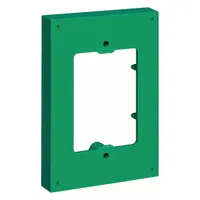Polycarbonate spacer for creating clearance between alarm or wall fixture covers and terminal blocks. Green, 5/8 in overall depth. Includes two mounting screws