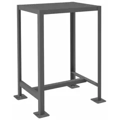 Fixed-height steel-top worktable with a 24 in x 18 in work surface. Overall load capacity of 2,000 lb. Not expandable or modular. Suitable for industrial workshops, assembly lines, and maintenance areas for heavy-duty tasks such as fabrication, inspection, and repair.