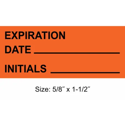 STRANCO Inventory Label: 1 1/2 in Wd, 5/8 in Ht, Orange, Rectangle, Polyester, Indoor - Safety