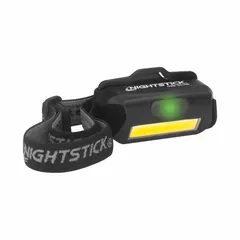 Rechargeable headlamp with 250 lumens maximum brightness and up to 35 hours runtime. Features two light outputs and includes a USB Type-C charging cord. Suitable for hands-free illumination in industrial maintenance, inspection, and repair tasks.