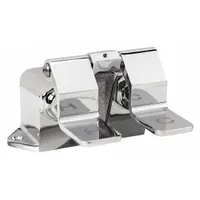 Brass foot pedal valve assembly with polished chrome finish. Features 1/2 in IPS connection and 6 3/16 in overall width. Enables hands-free operation of faucet systems in commercial and industrial settings