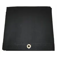 This heavy duty tarp is made from 20 mil cotton canvas with a polyester coating, measuring 11.5 ft long by 9.5 ft wide. It weighs 14.5 oz per square yard and is black in color. Suitable for covering equipment, materials, and worksites in construction, maintenance, and storage applications