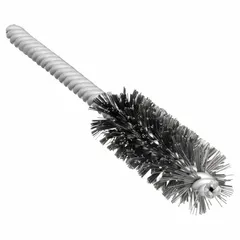 This heavy-cleaning brush is designed for cleaning stainless steel surfaces such as tubes and pipes. It removes weld discoloration, oxidation, and light scale without contaminating the base metal. The double spiral design with double stem provides effective cleaning action. Suitable for industrial maintenance applications.