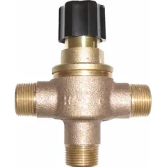 Thermostatic mixing valve with 3/4 in inlet and outlet connections, featuring a Buna-N O-Ring. Blends hot and cold water to deliver a consistent outlet temperature for point-of-use applications such as commercial sinks, showers, and industrial wash stations.
