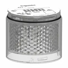White-lens flashing light module from the Harmony XVB7 series. Operates on 24V AC/DC with an overall diameter of 2 13/16 inches. Used for visual status indication on industrial machinery and control panels.