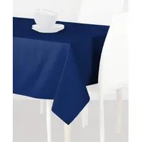 This rectangular tablecloth is made of polyester in Royal Blue. It measures 52 inches wide by 72 inches long. Suitable for covering banquet, conference, or dining tables in hospitality, event, and commercial settings