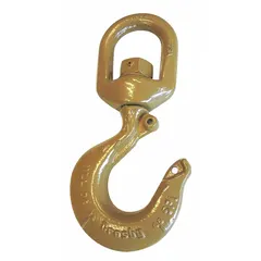 General purpose slip hook for lifting and rigging applications. Constructed from alloy steel with a gold finish. Features visual indicator markings for deformation and max angle. Working load limit 44,000 lb.